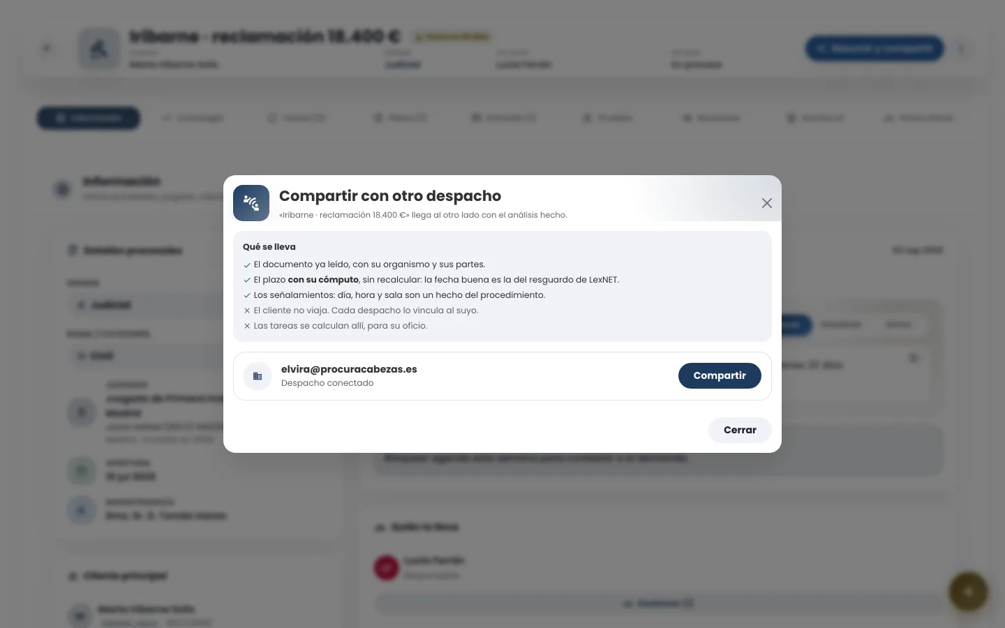 El expediente, compartido con el otro despacho